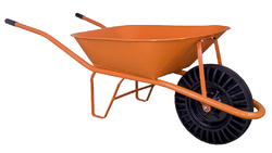 Stavební kolečko - objem 60 l, kolo bantam, oranžová korba + rám